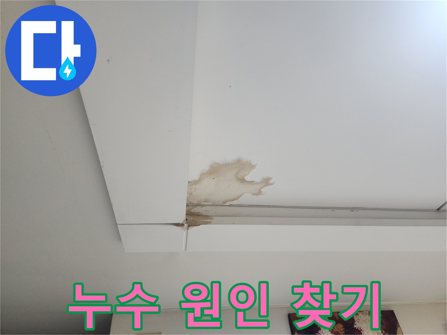 석고보드 누수 원인 찾기 - 일산 가좌동 석고보드 천장 누수 현장에서 누수탐지 전문가가 누수 원인을 찾고 있습니다. 첨단 장비를 사용하여 정확하게 진단합니다.