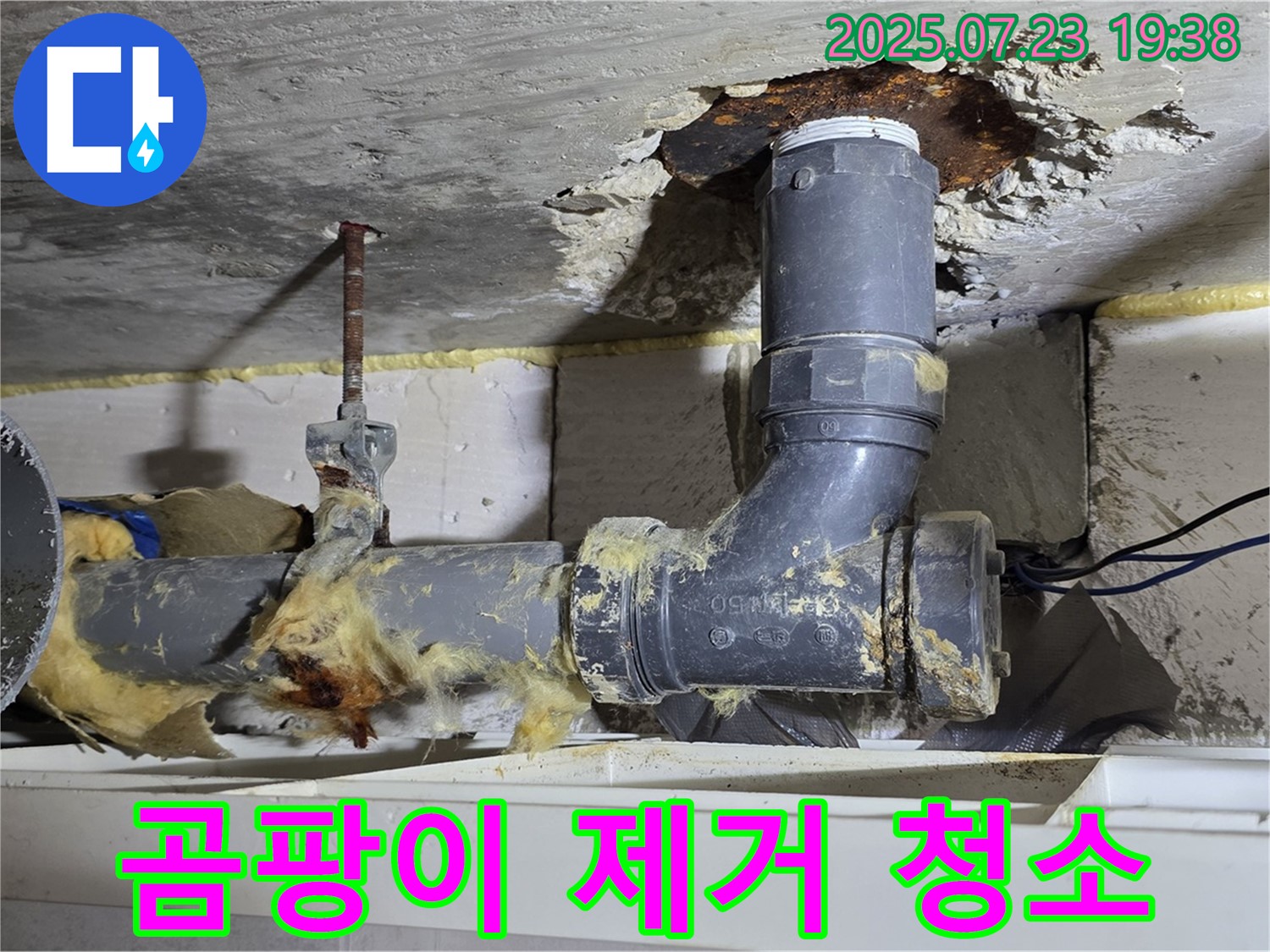 노원구 중계동 라이프청구신동아아파트 - 배관 주변 곰팡이 제거, 깨끗하게 청소 완료, 쾌적한 환경 조성