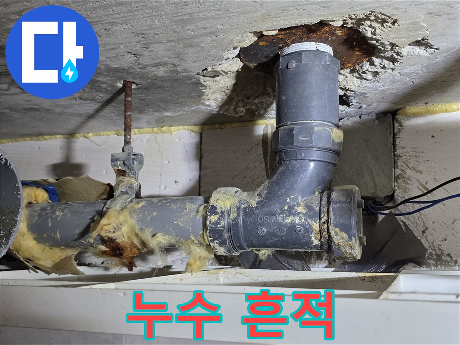 중계동 구 라이프청구신동아 아파트 누수 - 하수구 막힘으로 인해 손상된 배관의 모습입니다 - 꼼꼼한 점검이 필요합니다.