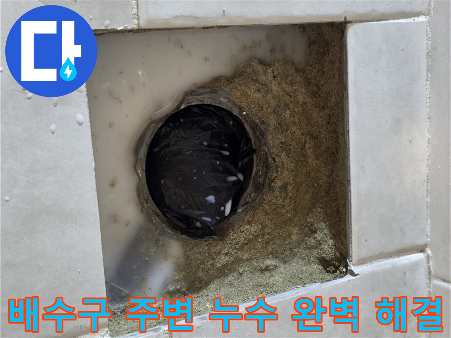 과천 문원동 욕실 배수구 주변 누수 - 물이 새는 배수구 주변, 완벽한 해결로 안심