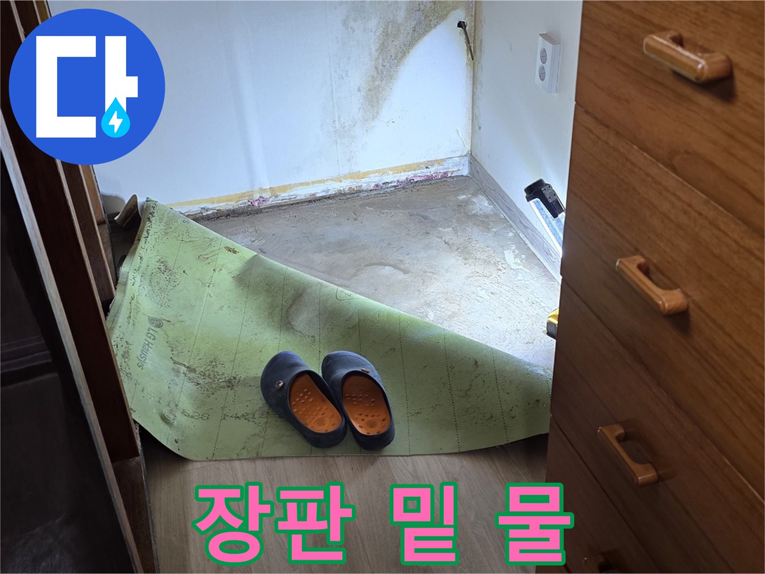 옥인동 주택 - 장판 밑 물 고임 - 누수 심각