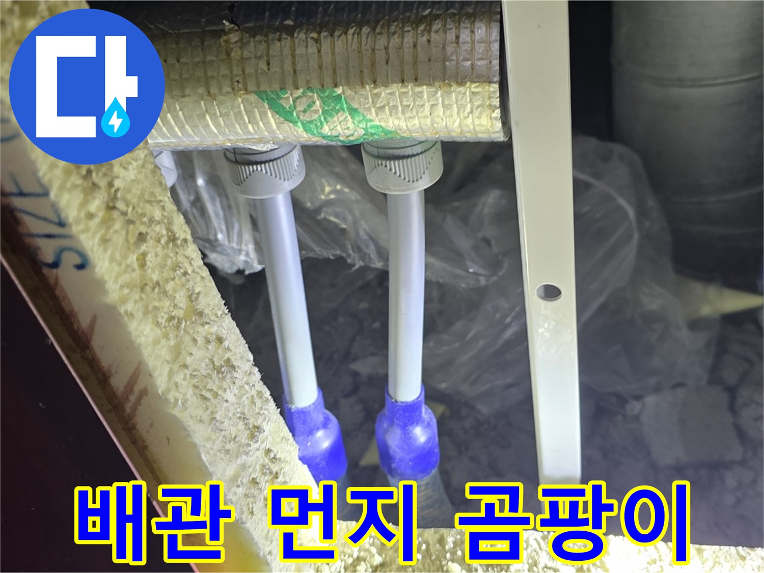 삼숭동 양주자이 누수 - 배관 연결 부속 주변 먼지 뭉침 및 곰팡이 흔적 꼼꼼하게 검사