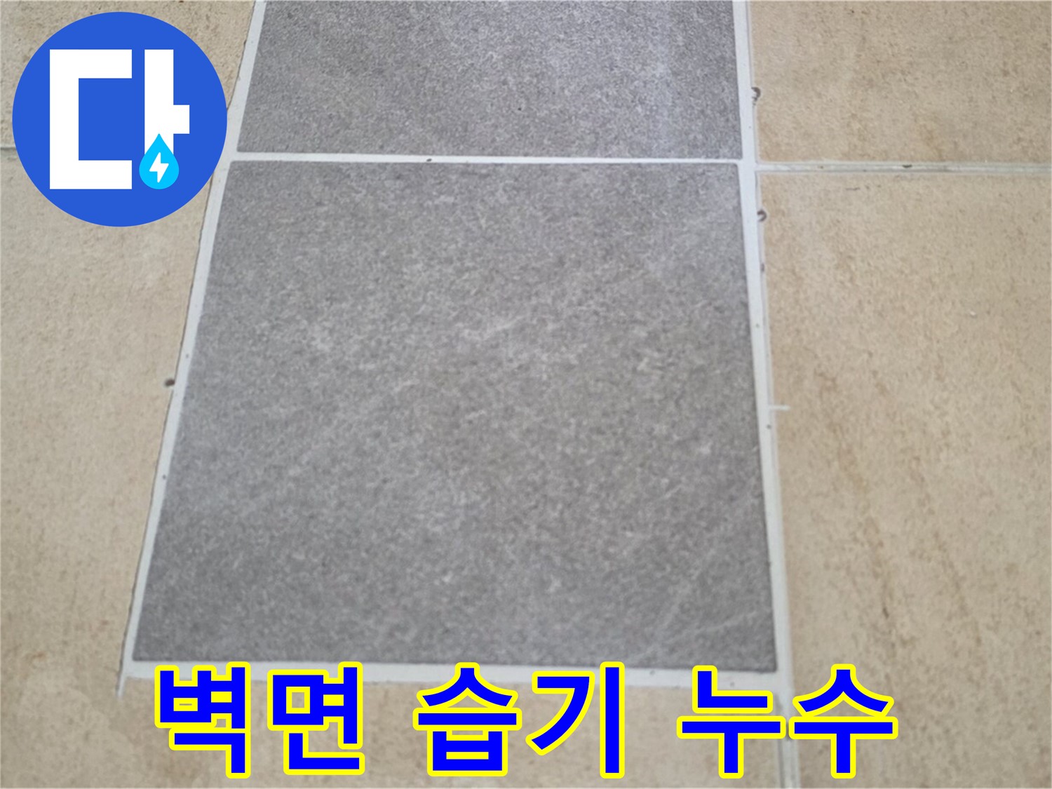 양주 삼숭동 아파트 - 교체된 타일 주변 벽면에 습기가 차 있어 누수 연관성을 조사하고 있습니다.