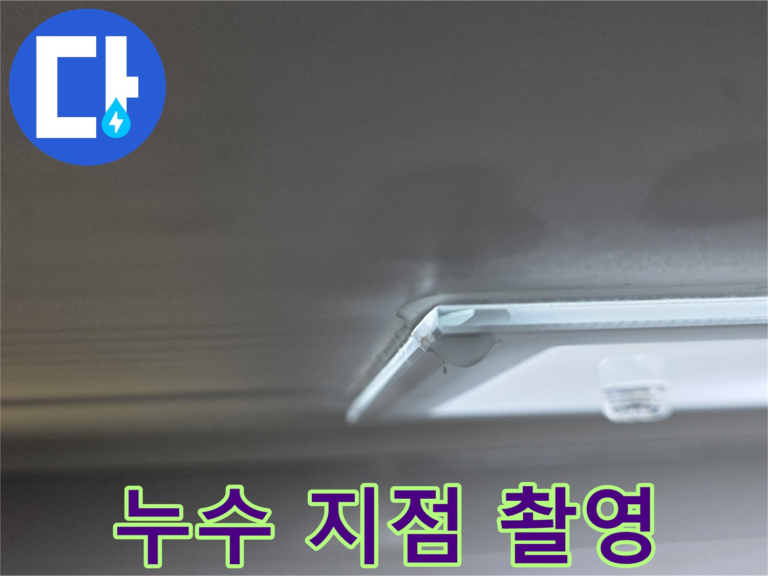양주 율정마을 13단지 아파트 천장 누수 - 초기 누수 지점을 정밀하게 촬영하고 있습니다.