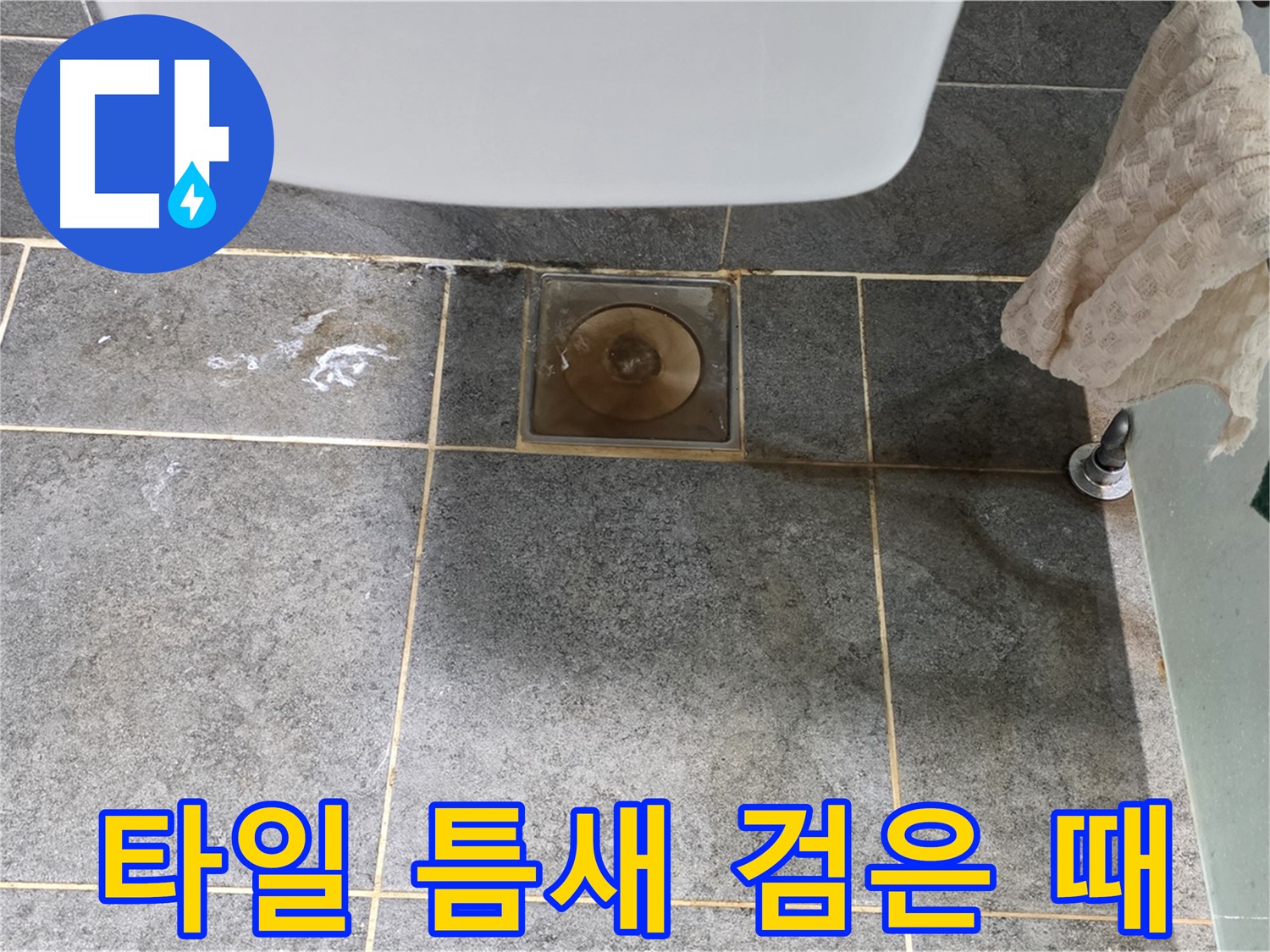 낡은 화장실 타일 틈새 검은 때 - 곰팡이 동반 - 누수 위험