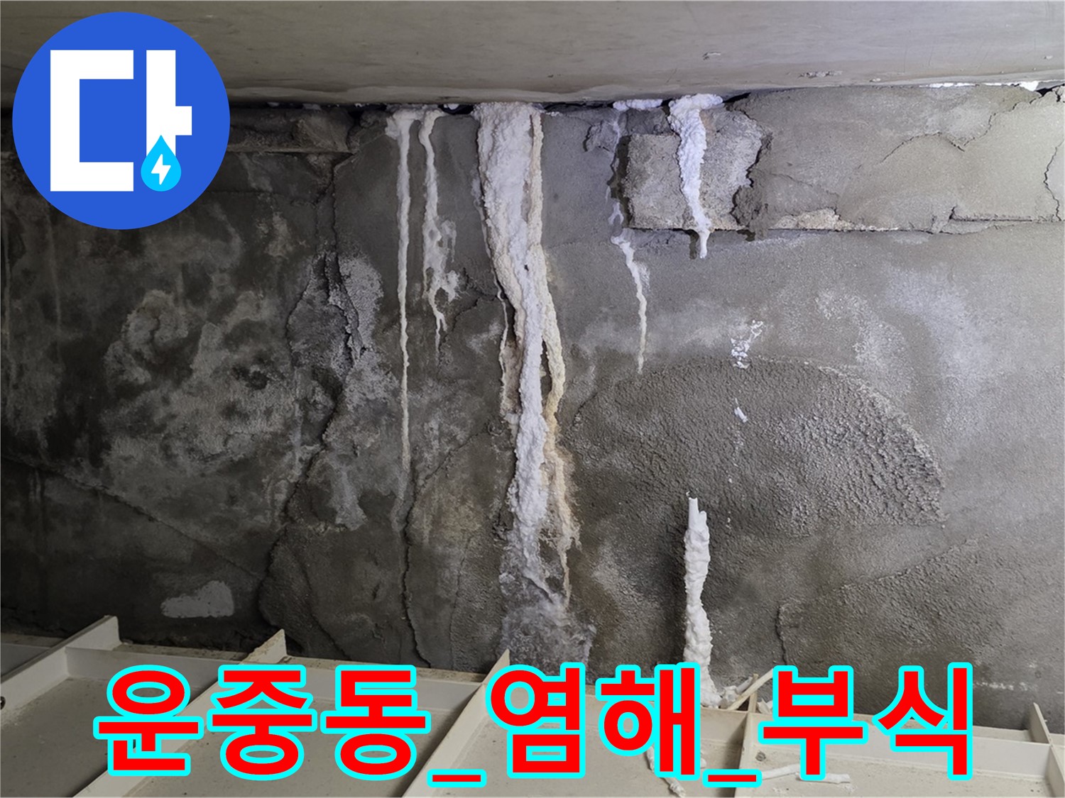 콘크리트 염해 - 철근 부식 가능성 높음