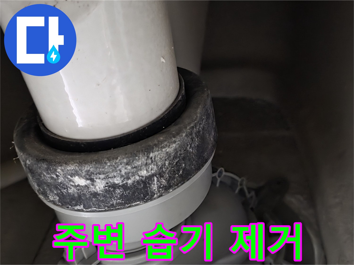 분당구 운중동 산운마을 6단지 변기 누수 - 주변 습기 제거 작업 진행
