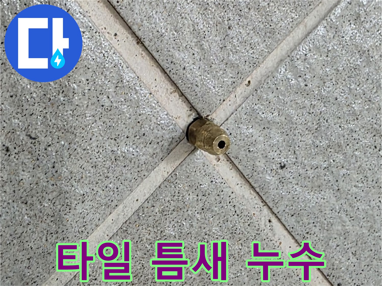 성남 분당 운중동 산운마을 누수 - 타일 틈새의 작은 구멍에서 누수가 발생하고 있습니다.