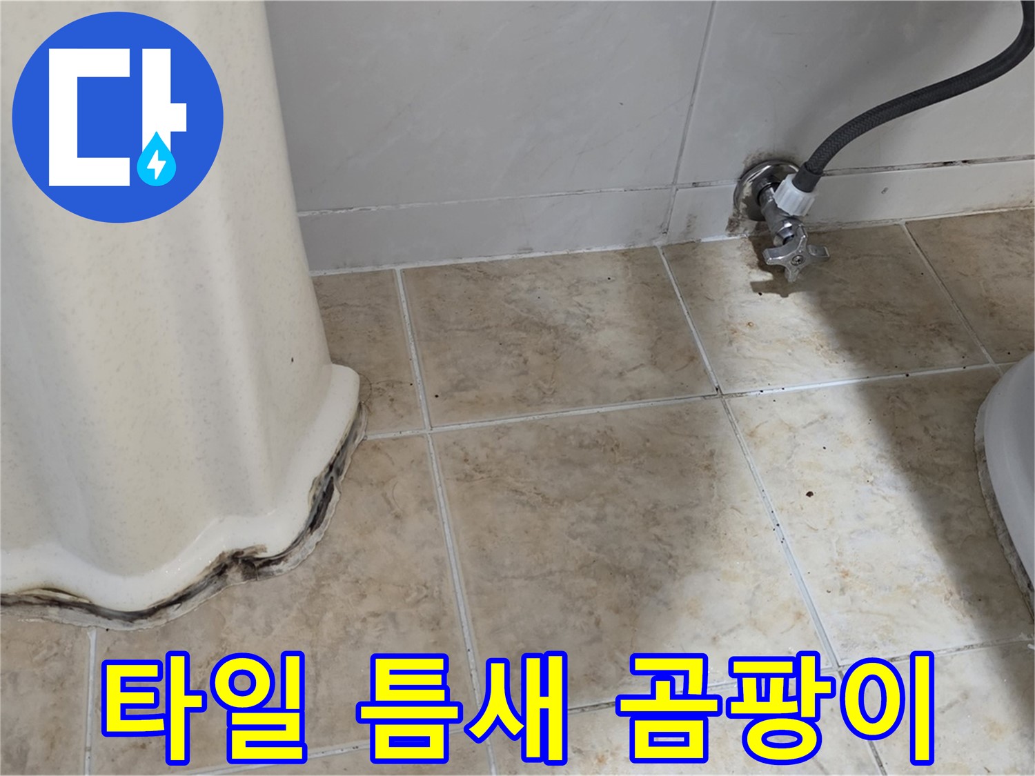 세면대 주변 타일 틈새 곰팡이 - 세면대 주변 타일 틈새에 곰팡이가 핀 모습입니다 - 습기와의 전쟁을 선포합니다.