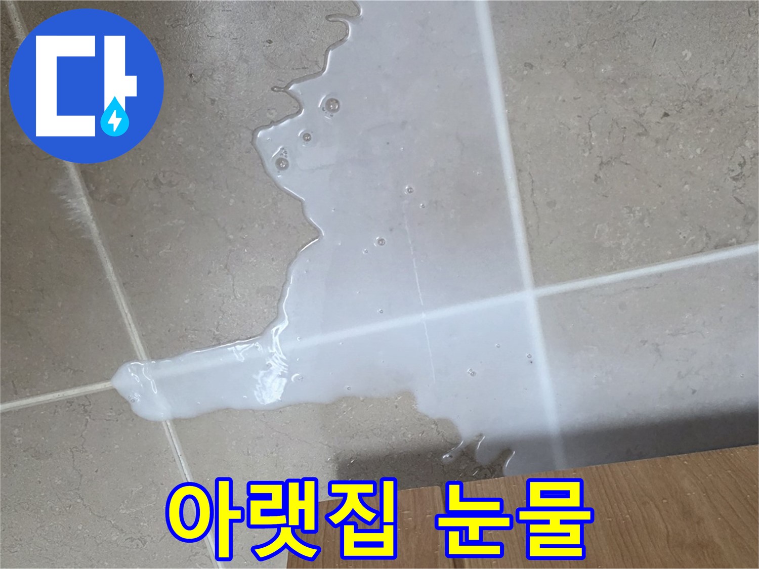 포천 일동 기산베스트빌 아파트 - 씽크대 누수로 인해 아랫집 천장에 생긴 물 자국 (가상)