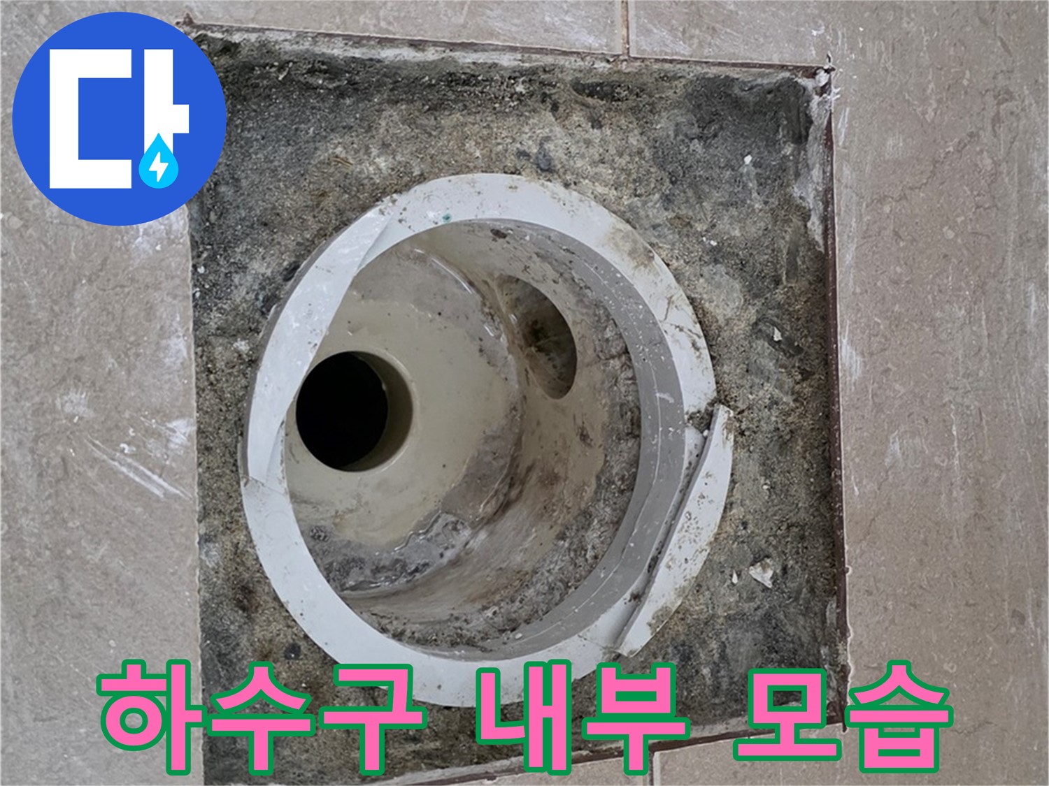 포천시 일동면 기산베스트빌 아파트 화장실 하수구 누수 - 하수구 내부 상세 모습