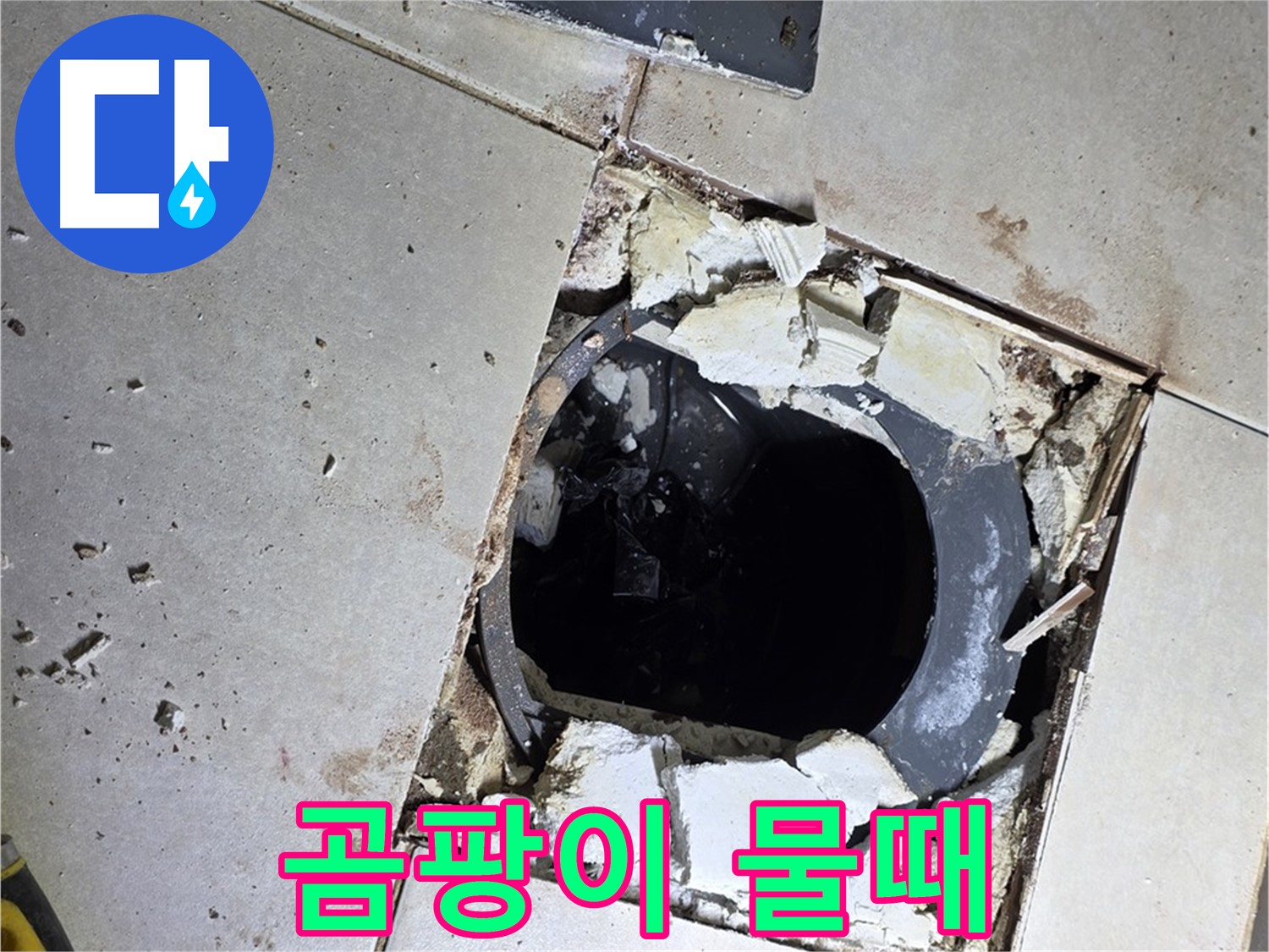 양주 고읍동 욕실 누수 - 율정마을13단지 배수구 주변 곰팡이와 물때 흔적