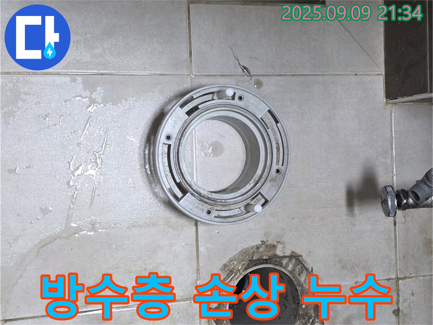 옥정동 율정마을 아파트 욕실 배수구 주변 방수층 손상으로 인한 누수 해결