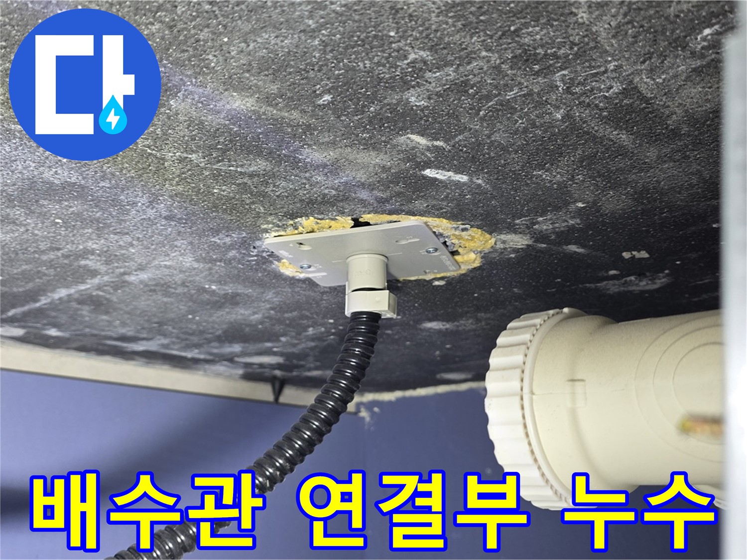 운정어반프라임 세면대 누수 - 배수관 연결부에서 누수 지점을 확인하는 모습