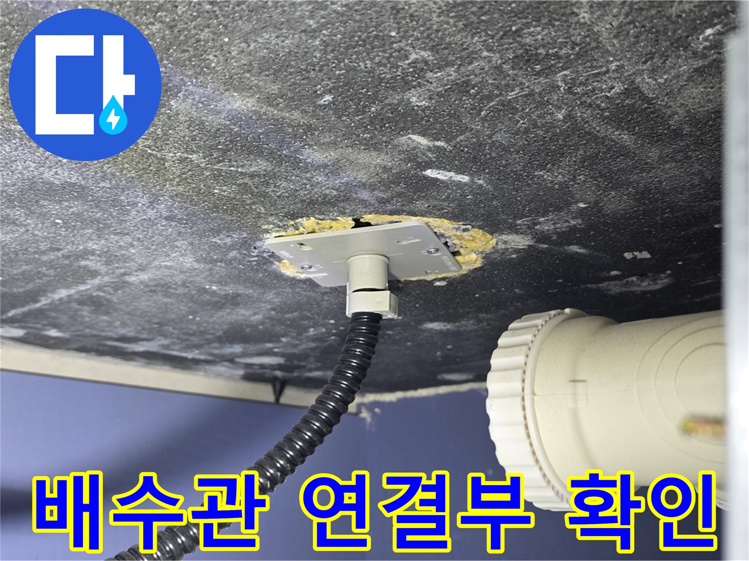 운정어반프라임 욕조 배수관 연결부 누수 - 누수 지점을 확인하고 보수 계획을 세우는 모습