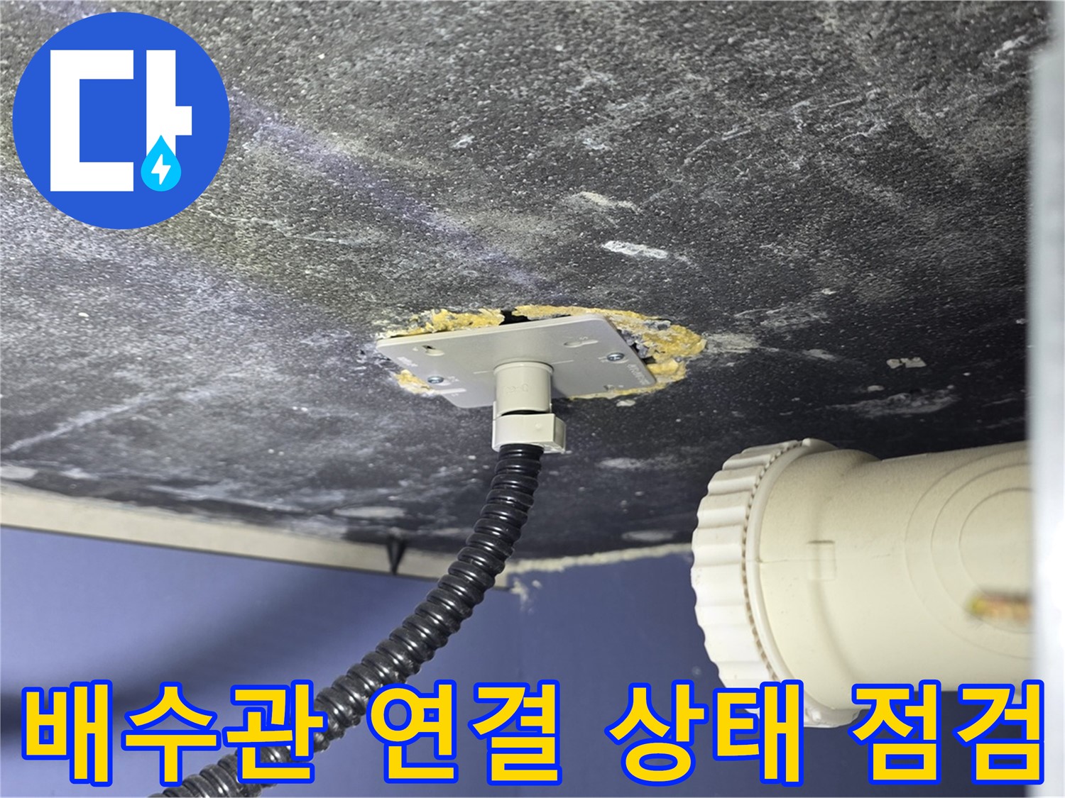 파주시 동패동 운정어반프라임 배수관 누수 - 배관 연결 상태를 꼼꼼하게 점검하는 모습