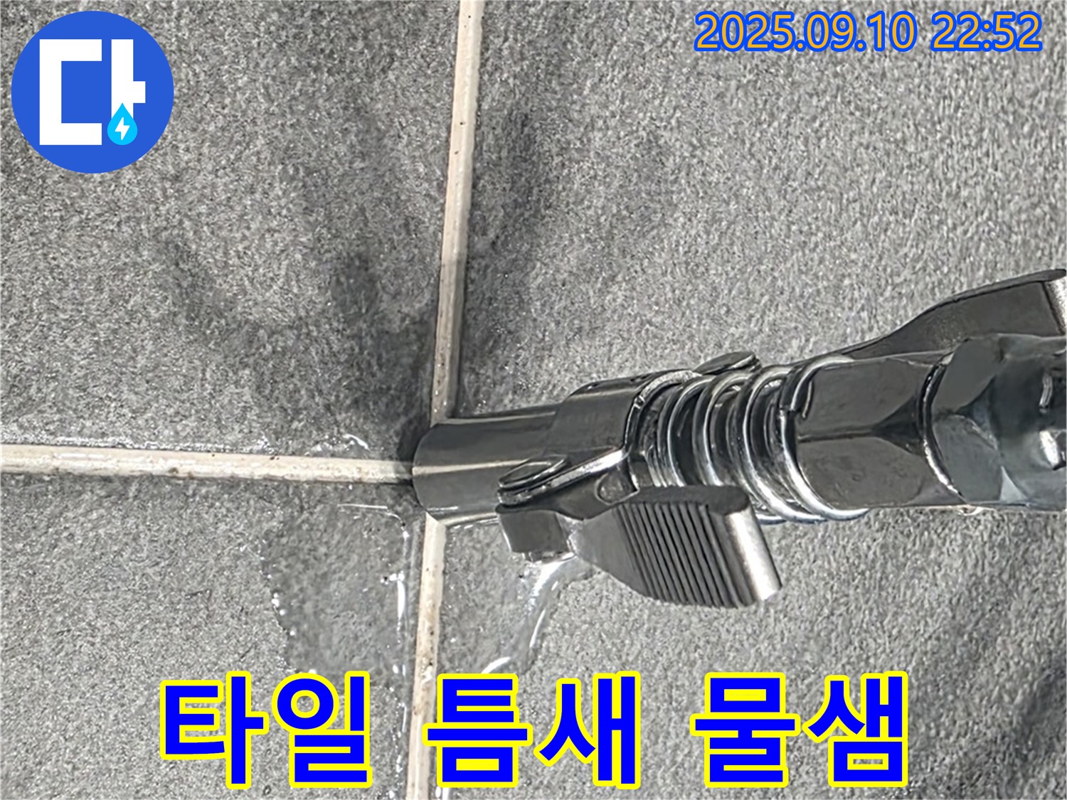 파주시 동패동 운정어반프라임 아파트 - 타일 틈새에서 물이 새는 곳을 집중적으로 점검하고 있습니다.