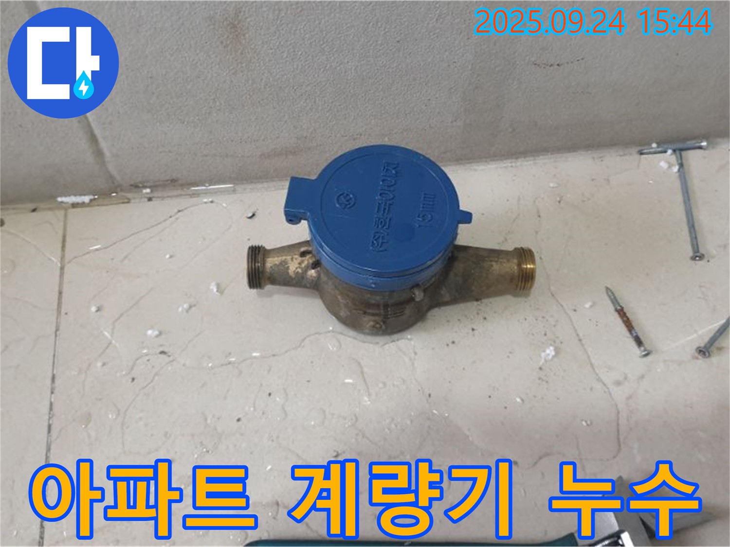 공릉2동 아파트에서 발생한 수도 계량기 주변 누수 - 노후 배관 문제로 누수탐지 전문가가 방문하여 진단하고 해결하는 이미지입니다.