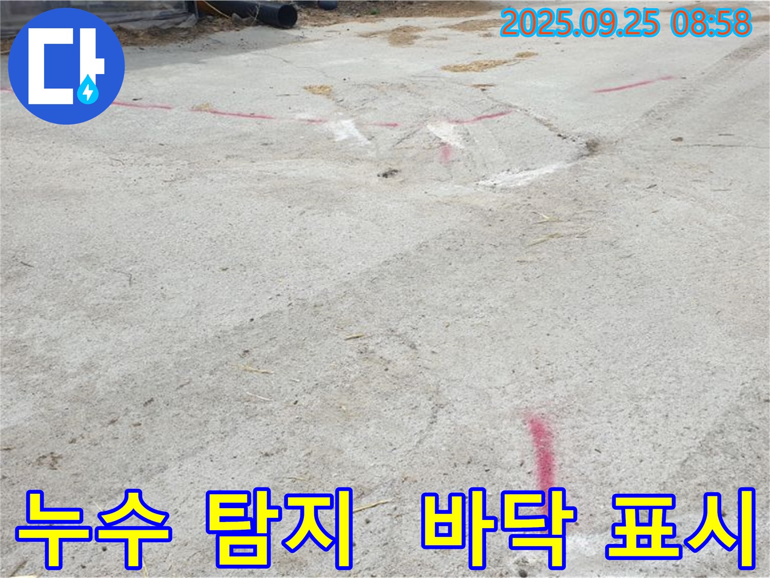 양주시 백석읍 복지리 누수탐지 - 누수 탐지 후 바닥에 정확한 위치 표시