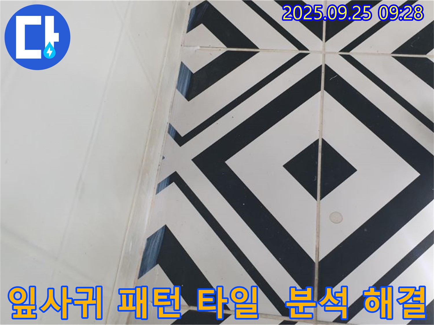 양주시 백석읍 오산리에서 잎사귀 패턴 타일의 누수 원인을 분석하고 완벽하게 해결하는 시공 과정을 담았습니다 - 자연스러운 디자인 속 숨겨진 누수 원인!