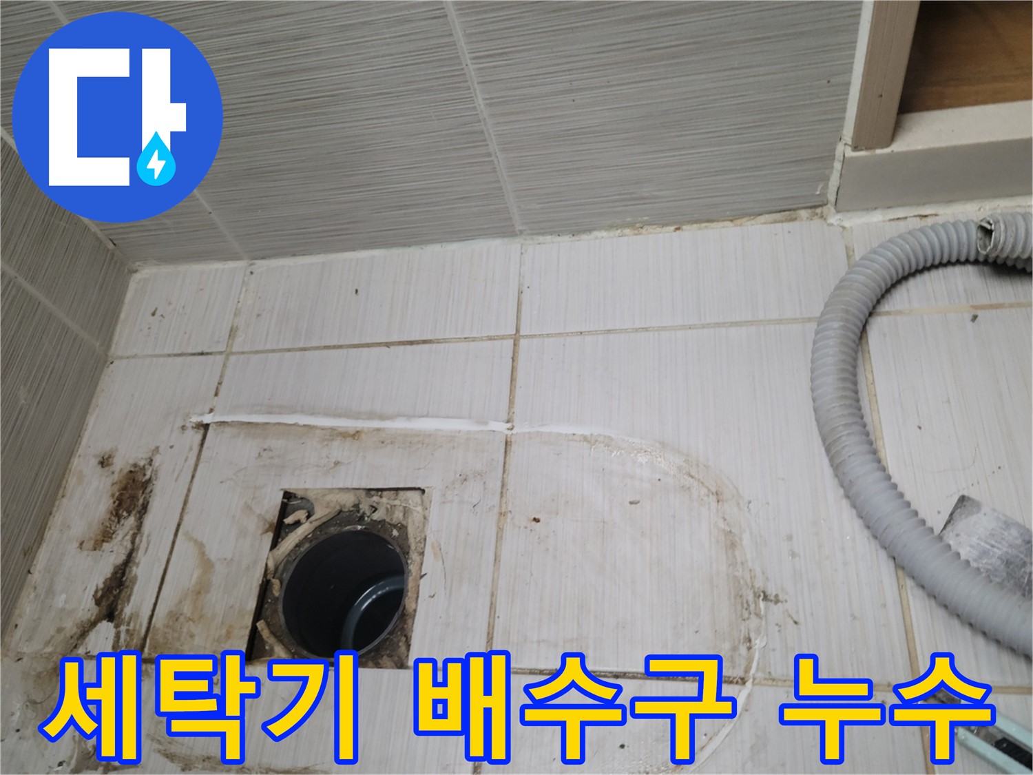 동두천 누수 - 세탁기 배수구 주변 누수 흔적 확인 중
