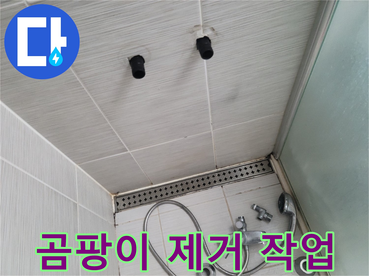 동두천 신창비바 - 샤워기 주변 타일 틈새의 곰팡이 제거 작업 - 깨끗한 욕실을 위한 첫걸음