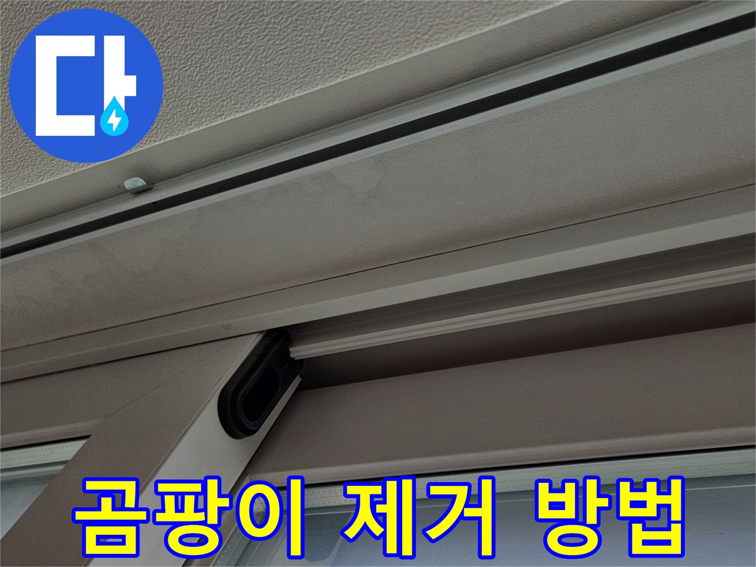 샤시 곰팡이 제거 - 곰팡이 제거제를 사용하여 샤시 주변 곰팡이를 제거하는 모습