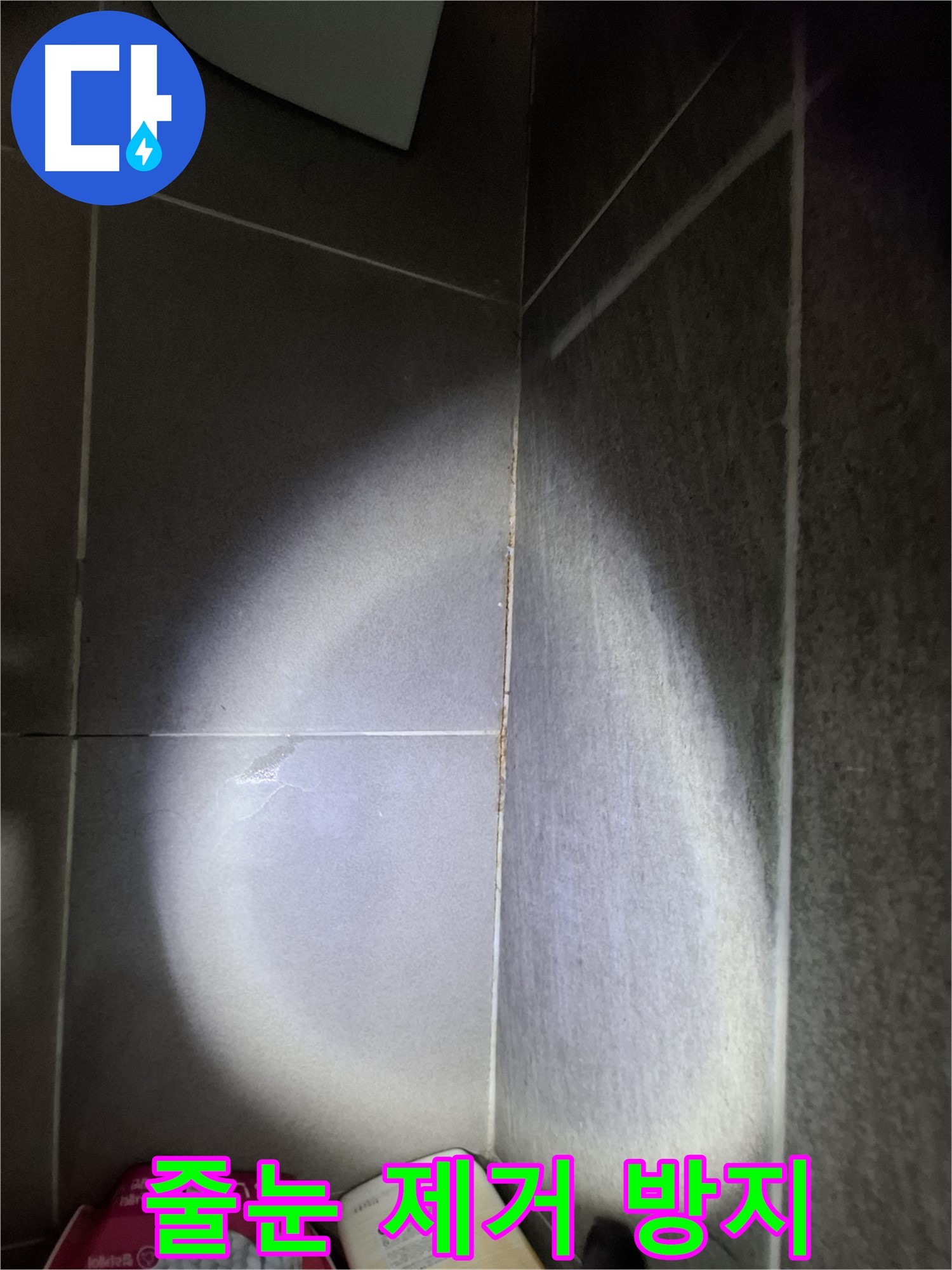 성남 분당 봇들마을 욕실 벽면 누수 - 오래된 줄눈 제거, 곰팡이 방지 시공