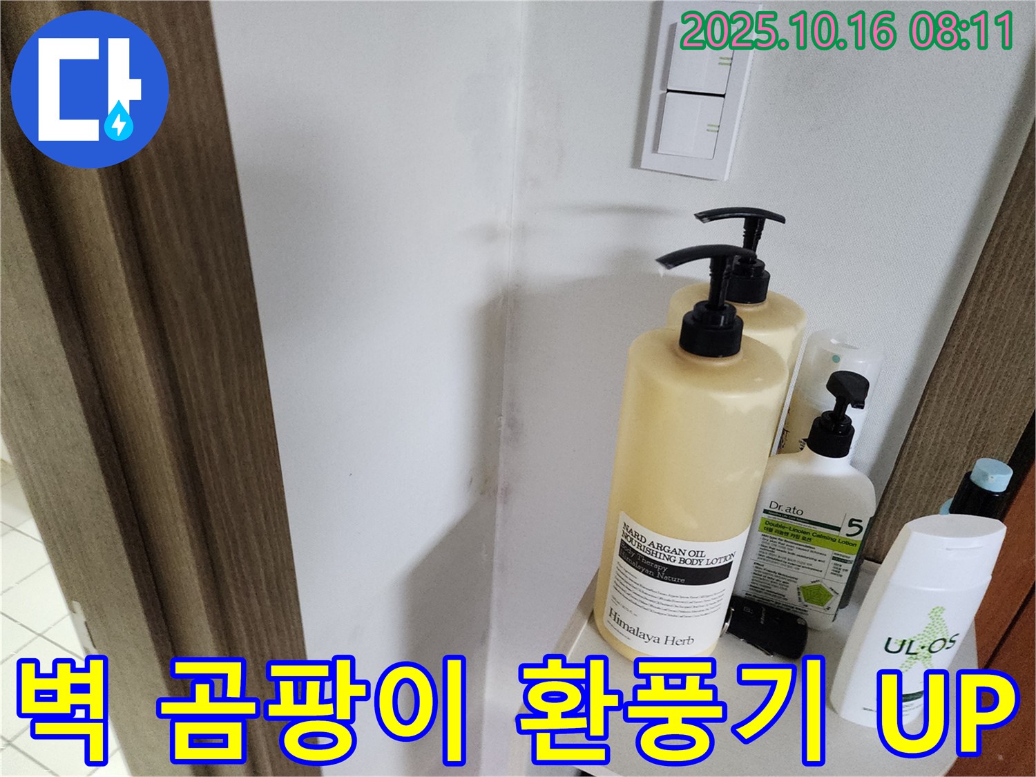 양주시 남면 경신리 욕실 - 벽 곰팡이 - 곰팡이 제거 후 환풍기 성능 향상