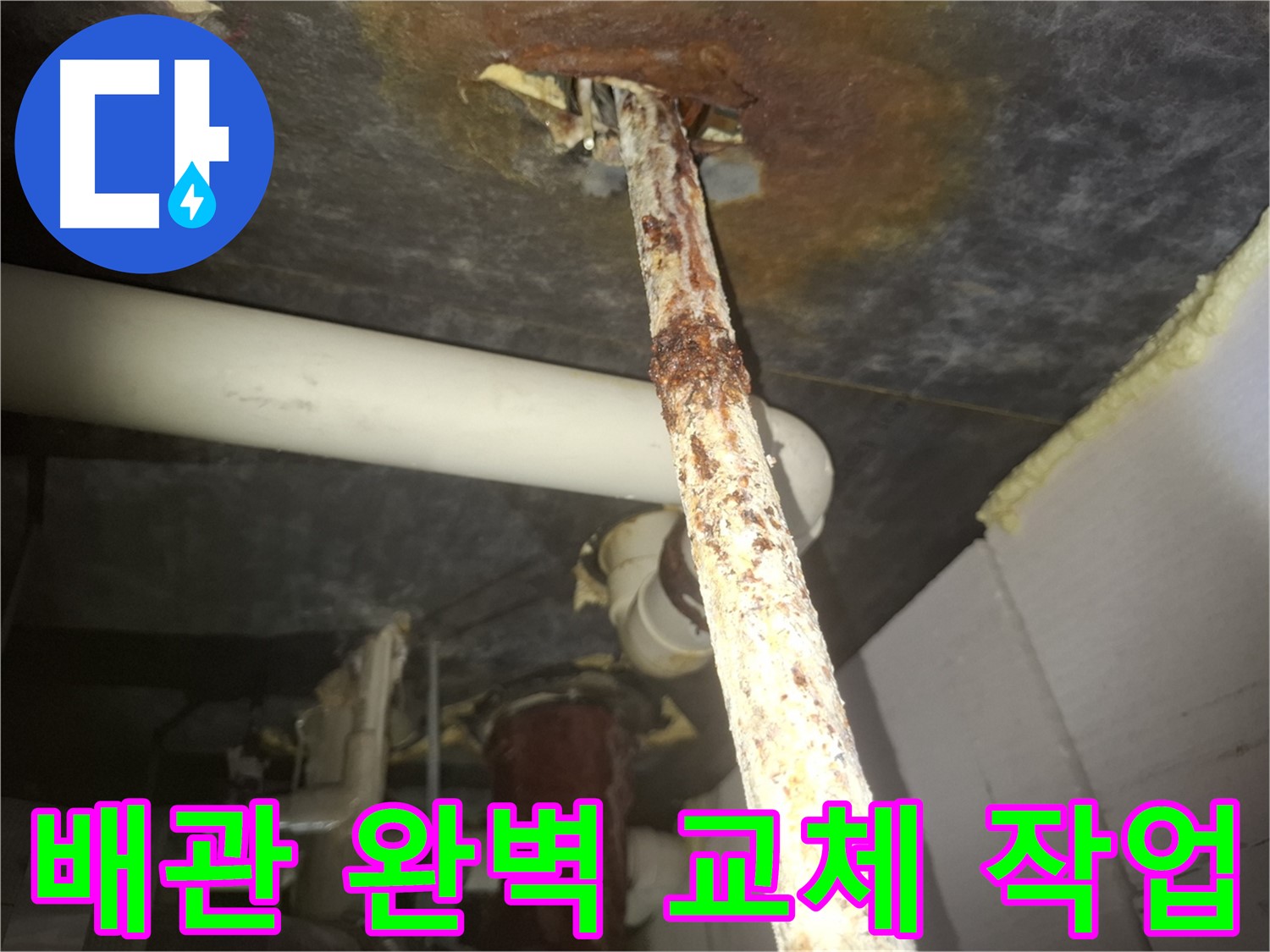 수원 신풍동에서 낡은 배관을 누수 방지를 위해 완벽하게 교체하고 있습니다 - 꼼꼼한 시공으로 누수 재발을 방지합니다.