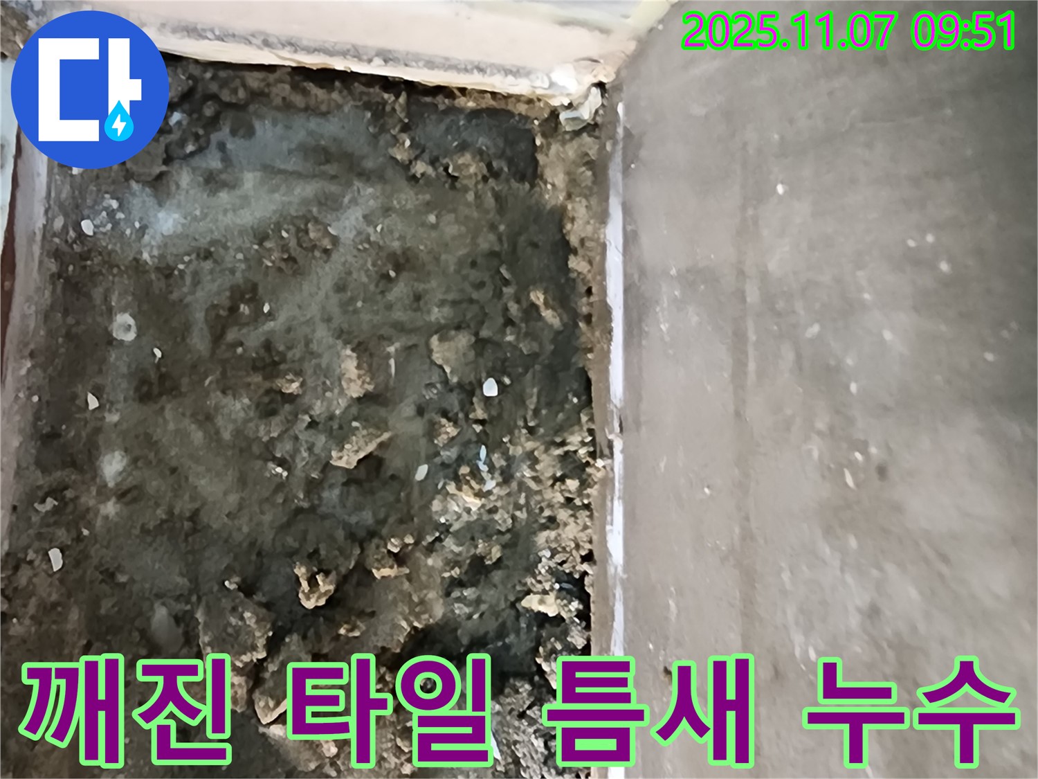 신곡2동 누수 - 깨진 타일 틈새가 누수의 시작점