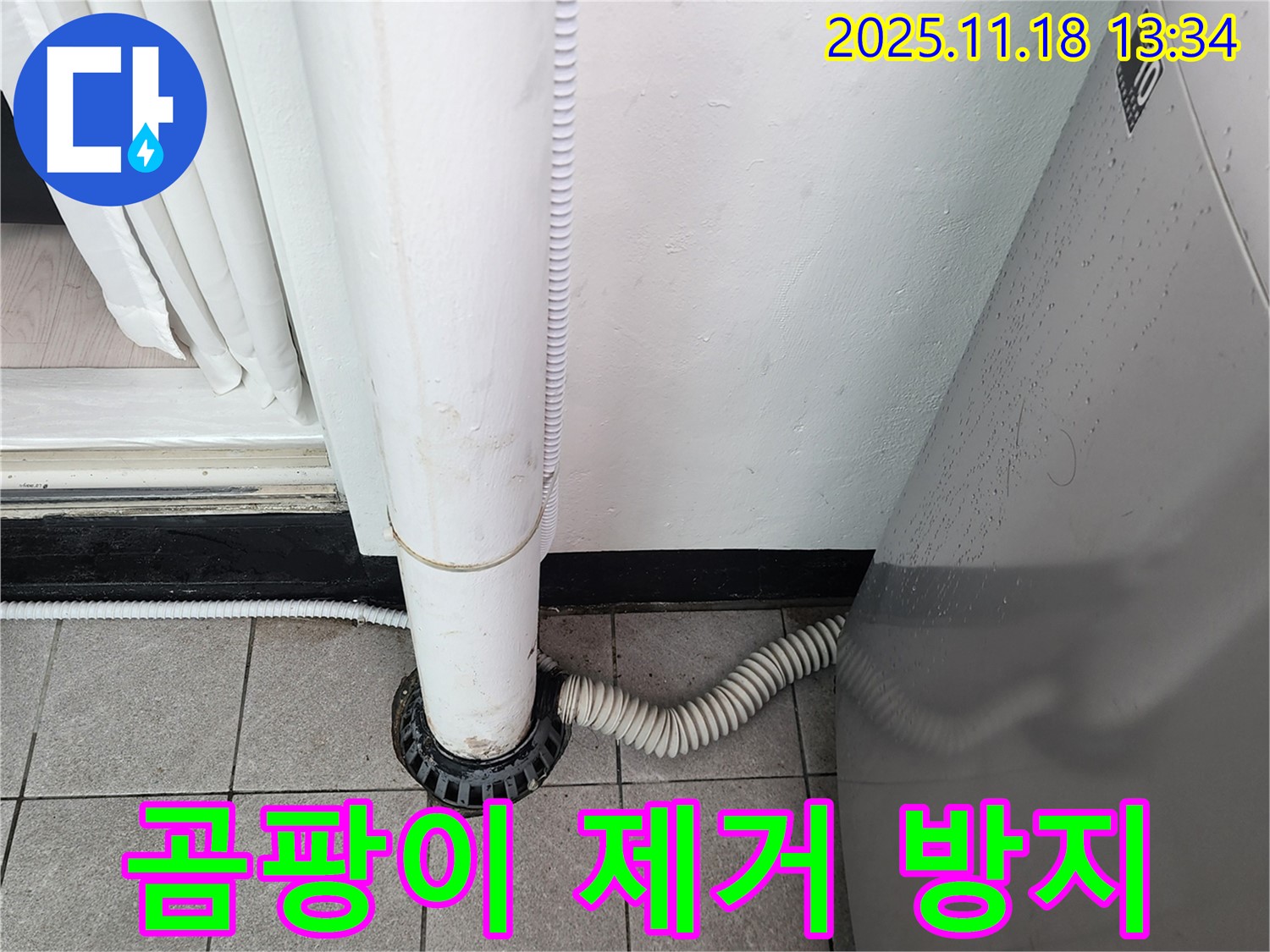 세탁기 배수구 곰팡이 제거 및 방지 시공 - 포천시 내촌면 누수탐지 전문 업체에서 쾌적하게!