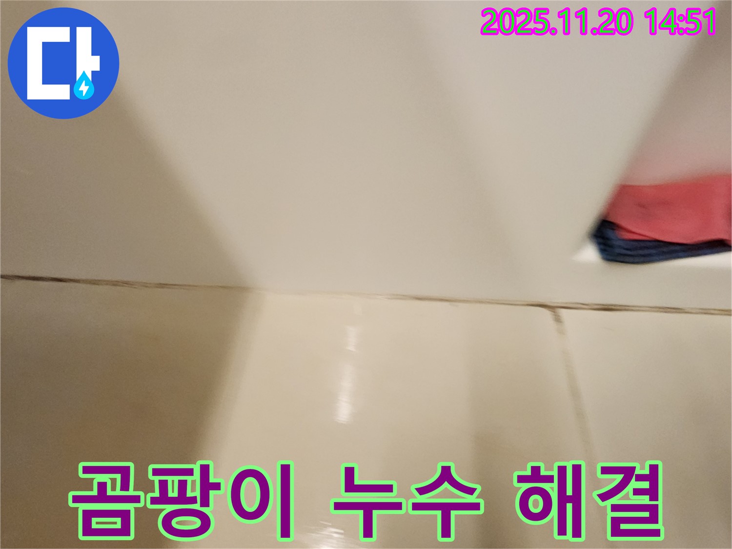 포천 가산면 마산리 - 곰팡이 핀 타일 틈새 누수 - 곰팡이 제거와 완벽 방수로 누수 걱정 끝!