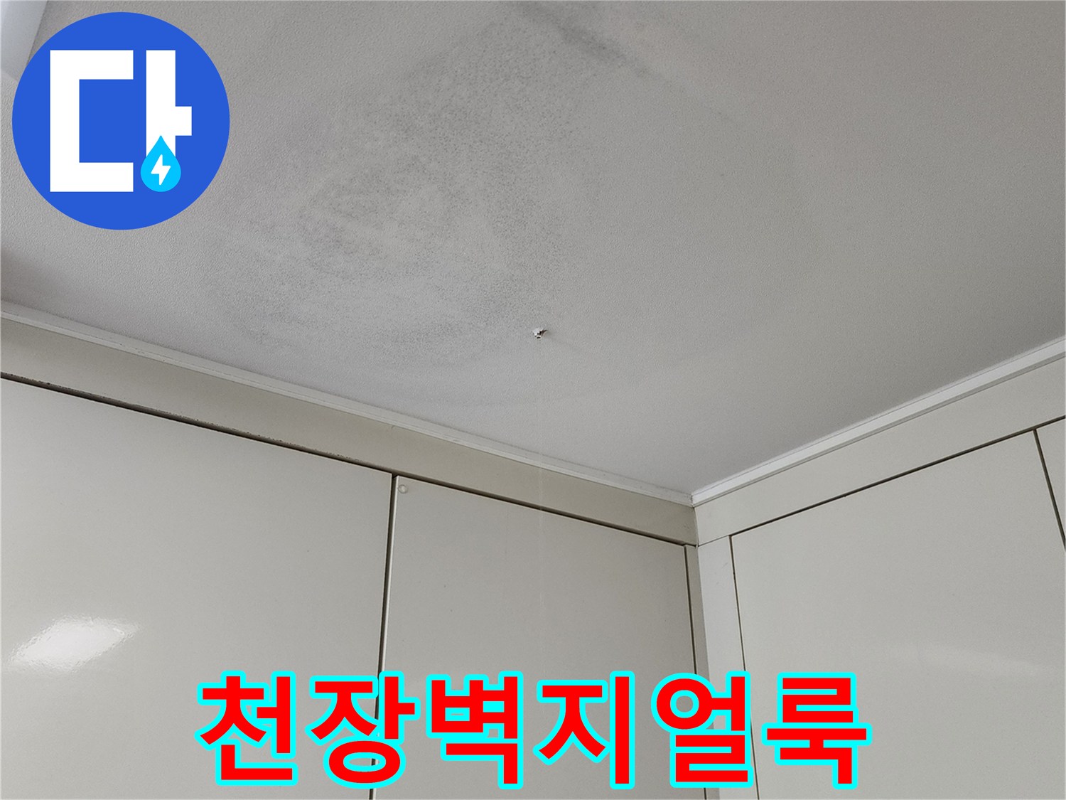 포천 가산면 현장의 천장 벽지 변색 및 얼룩 상태 사진입니다.