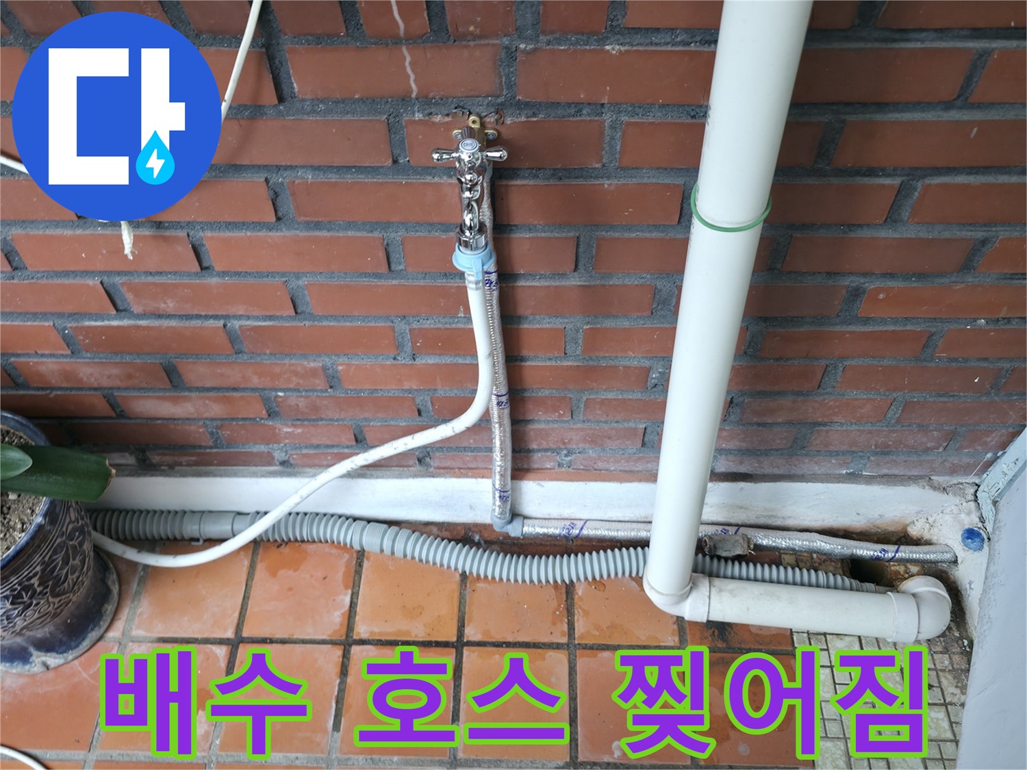 서초2동 - 세탁기 배수 호스 찢어짐으로 인한 누수 발생 - 새 호스로 교체