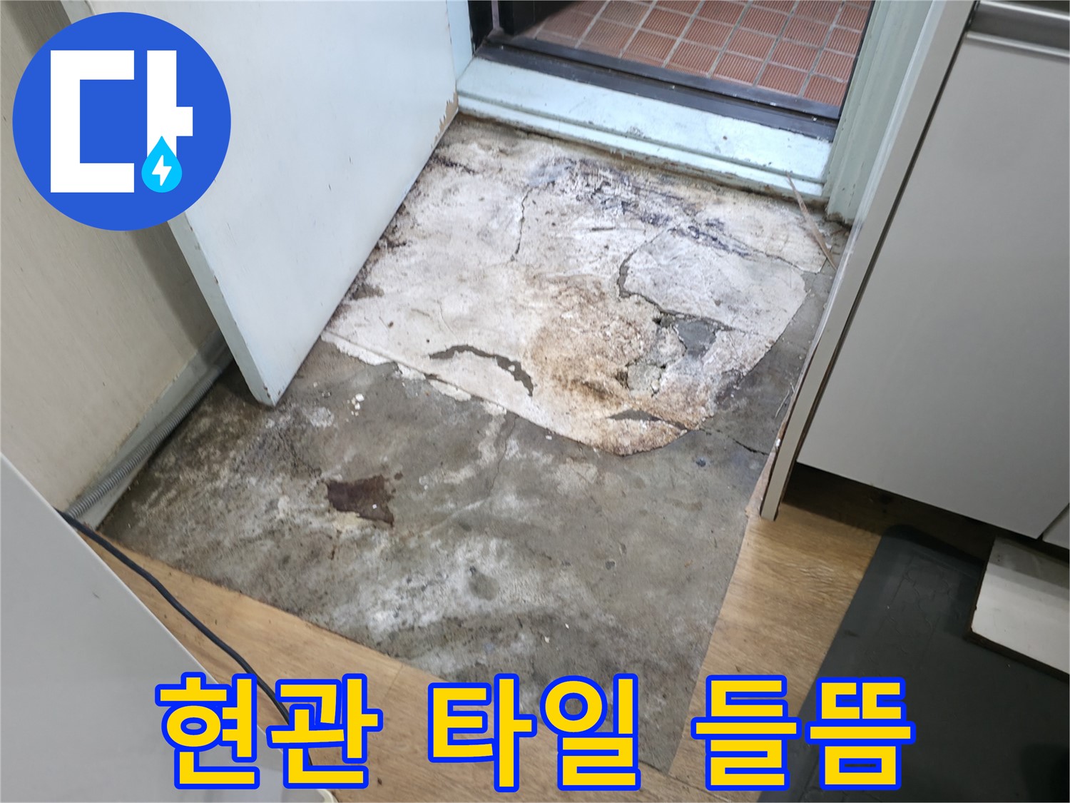 서초구 서초동 누수 현장 - 들떠 있는 현관 타일 - 누수 가능성을 의심해야 함