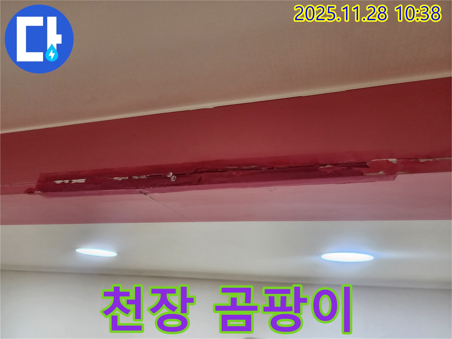 포천 신북면 금동리 붉은 천장 - 페인트 조각 떨어짐과 곰팡이