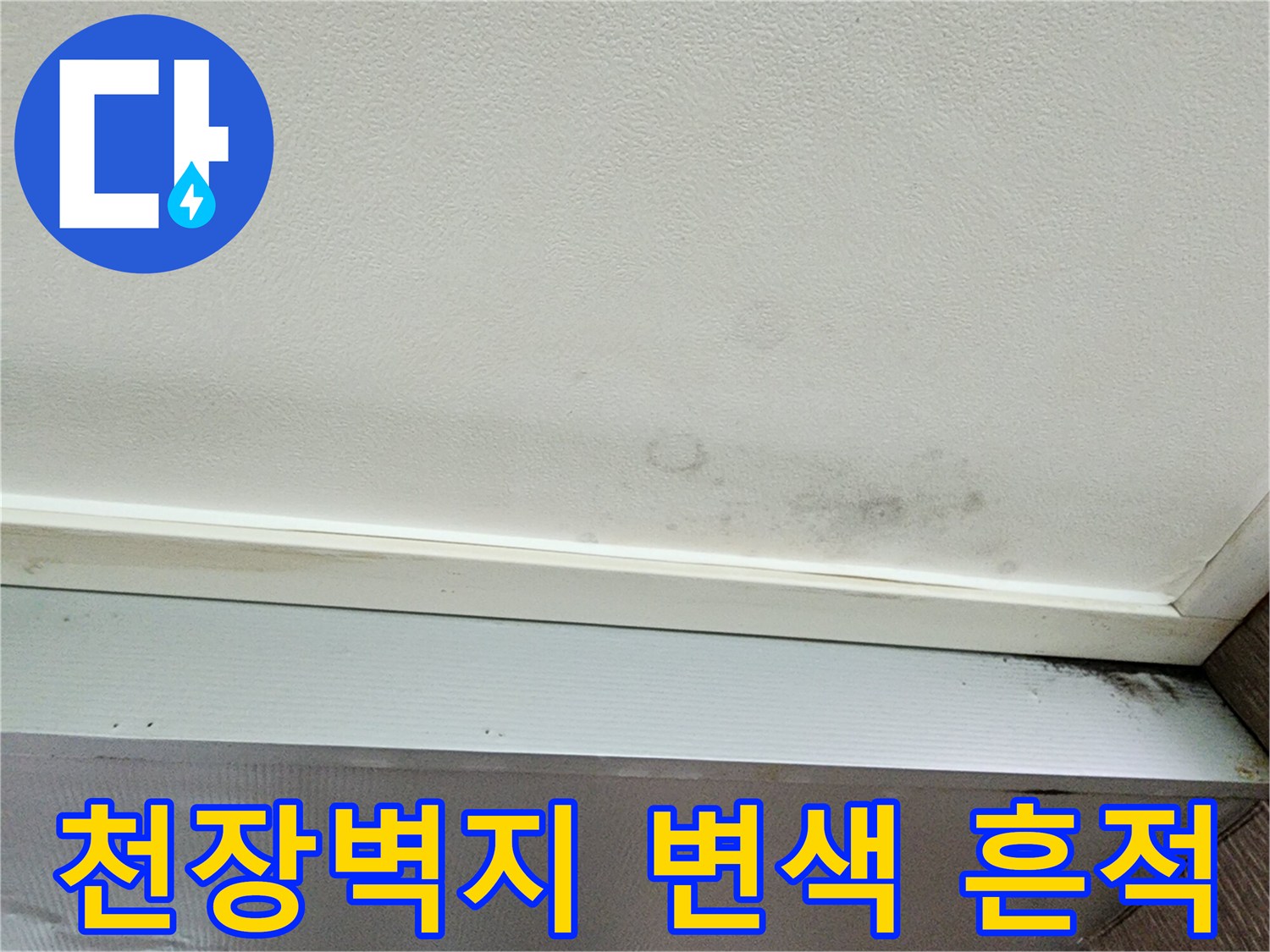 포천 신북면 현장의-천장 벽지 얼룩과 변색된 부위입니다.