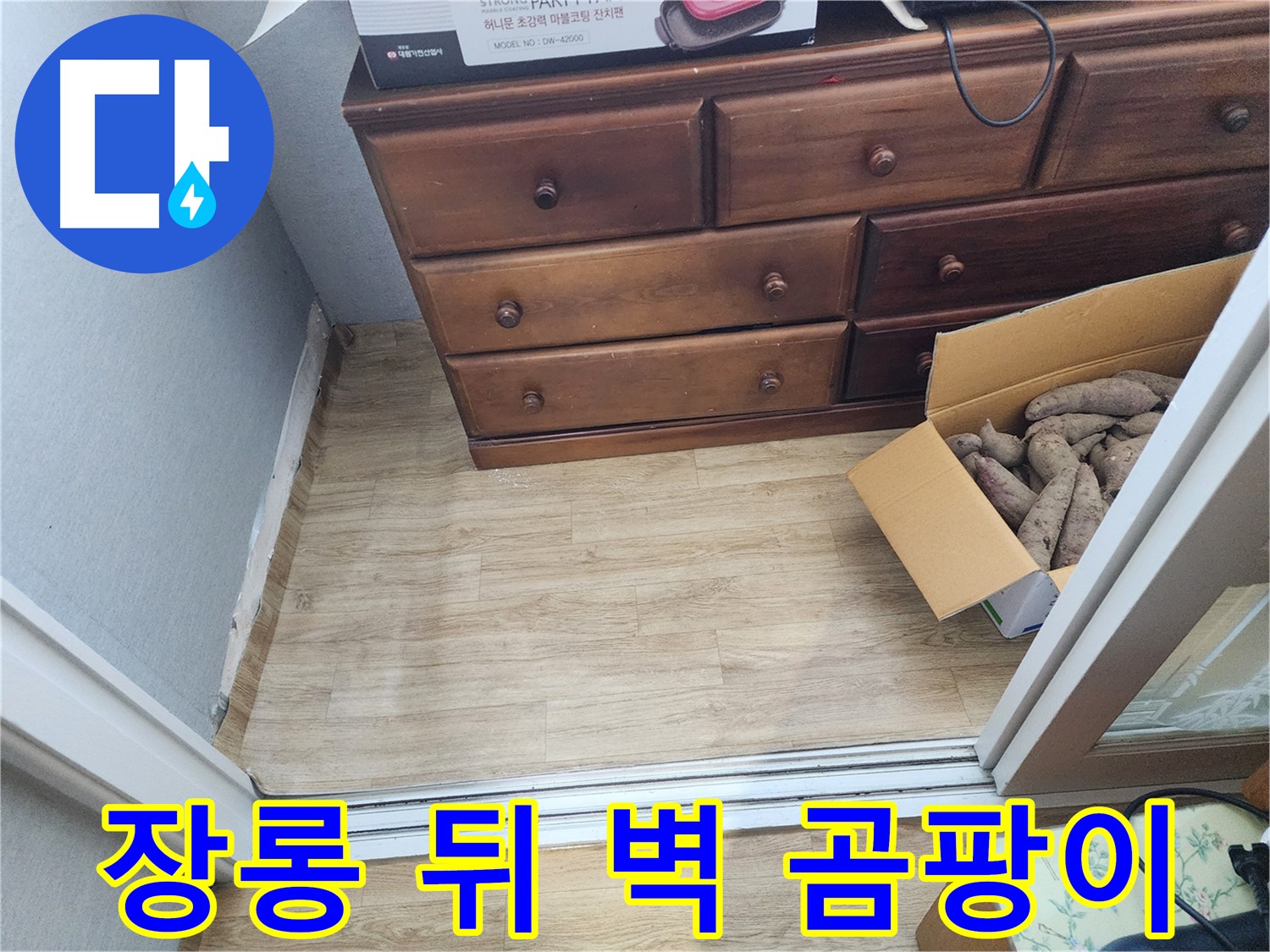 삼성아파트 누수 - 장롱 뒤 벽 곰팡이를 확인하고 숨겨진 누수 가능성을 진단합니다.