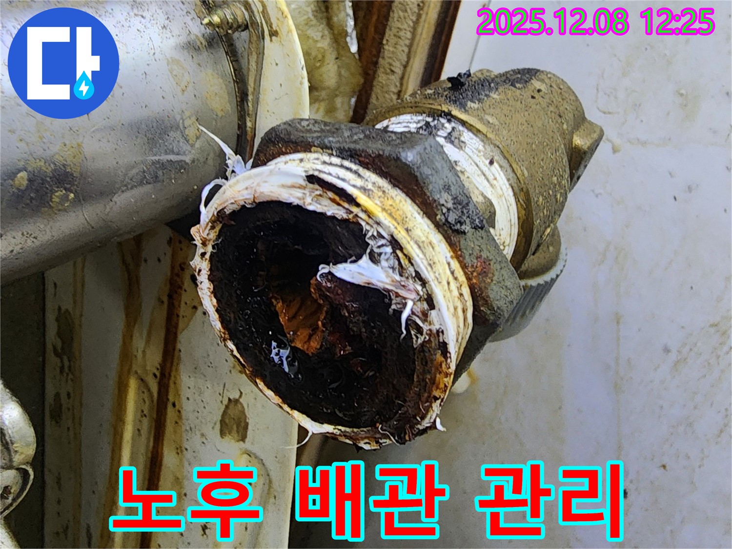 면목동 노후 주택 누수 - 오래된 집의 노후 배관 관리 중요성을 보여주는 사진입니다. 주기적인 점검과 관리가 필수입니다.