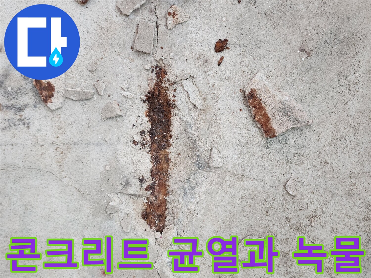 포천 영중면 현장의 콘크리트 슬래브 균열 및 철근 부식 상태