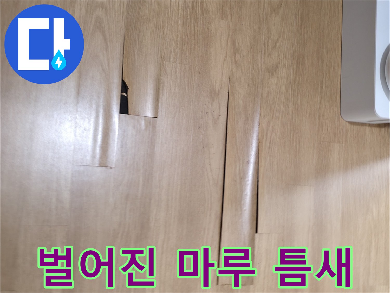 물샘-증상으로-벌어진-마루-틈새