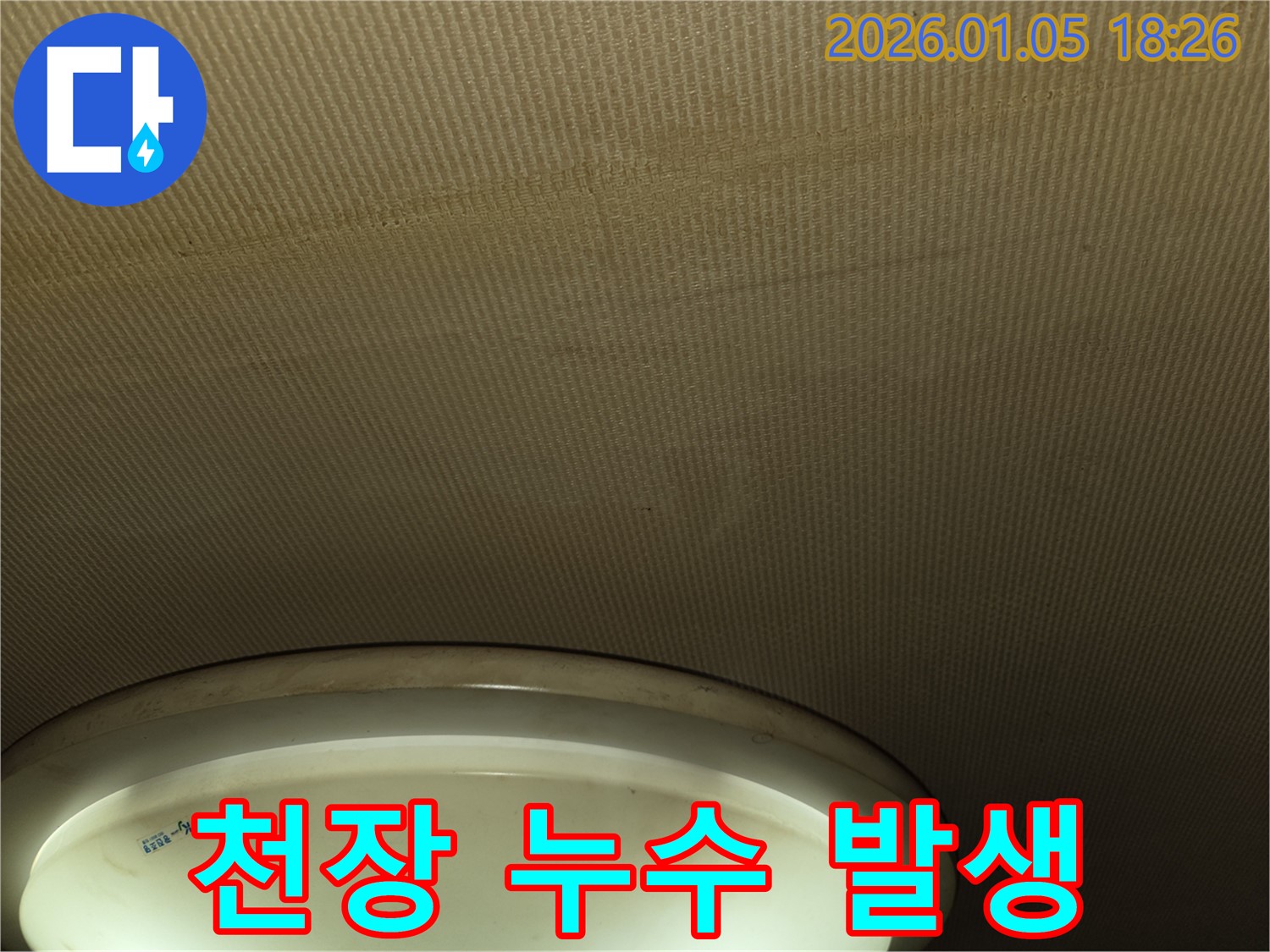 남양주시 진건읍에서 천장 누수 발생 - 누수 상황을 보여주는 사진입니다.