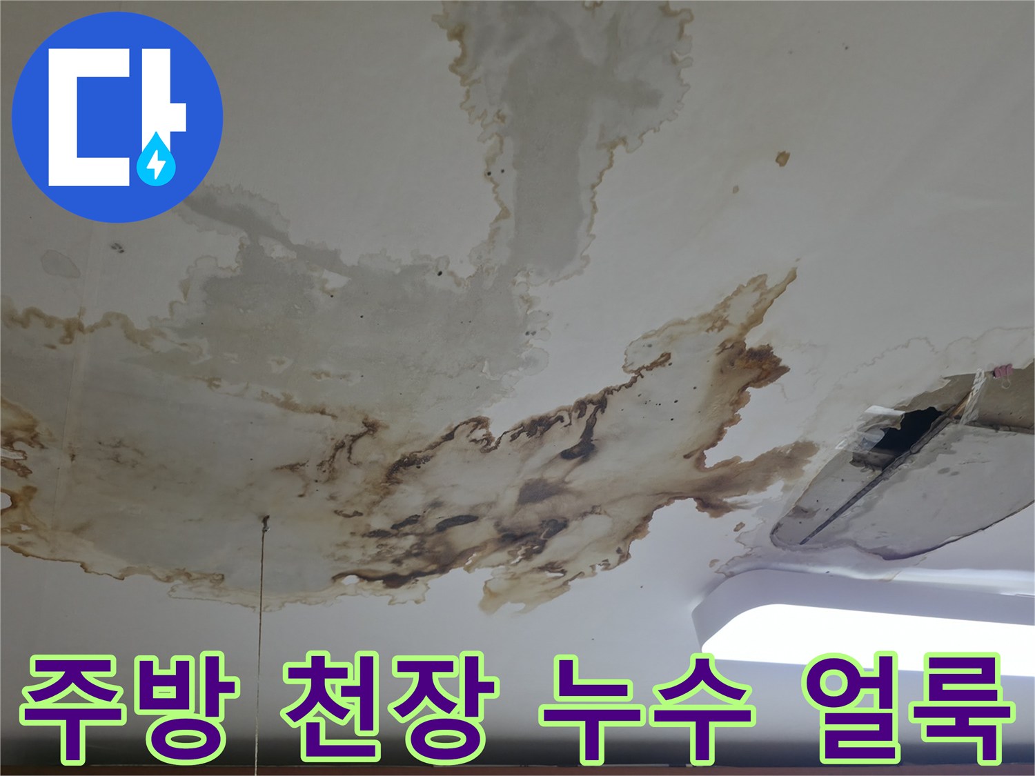 포천 소흘읍 주방 천장-물샘으로 인한 젖은 흔적과 곰양 발생 상태