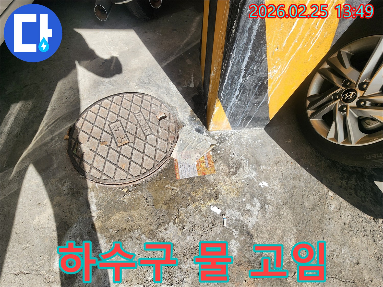 누수 전문가가-하수구 주변에-지속적으로 물이 고여-바닥이 젖어있는 상태를-면밀히 관찰하여-완벽한 원인을-파악하는 모습