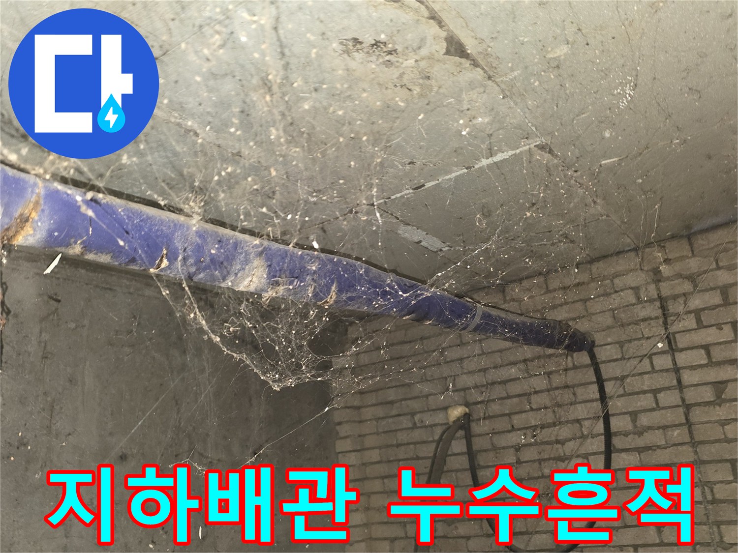 지하-배관실-천장-보온재-사이로-스며든-누수-흔적