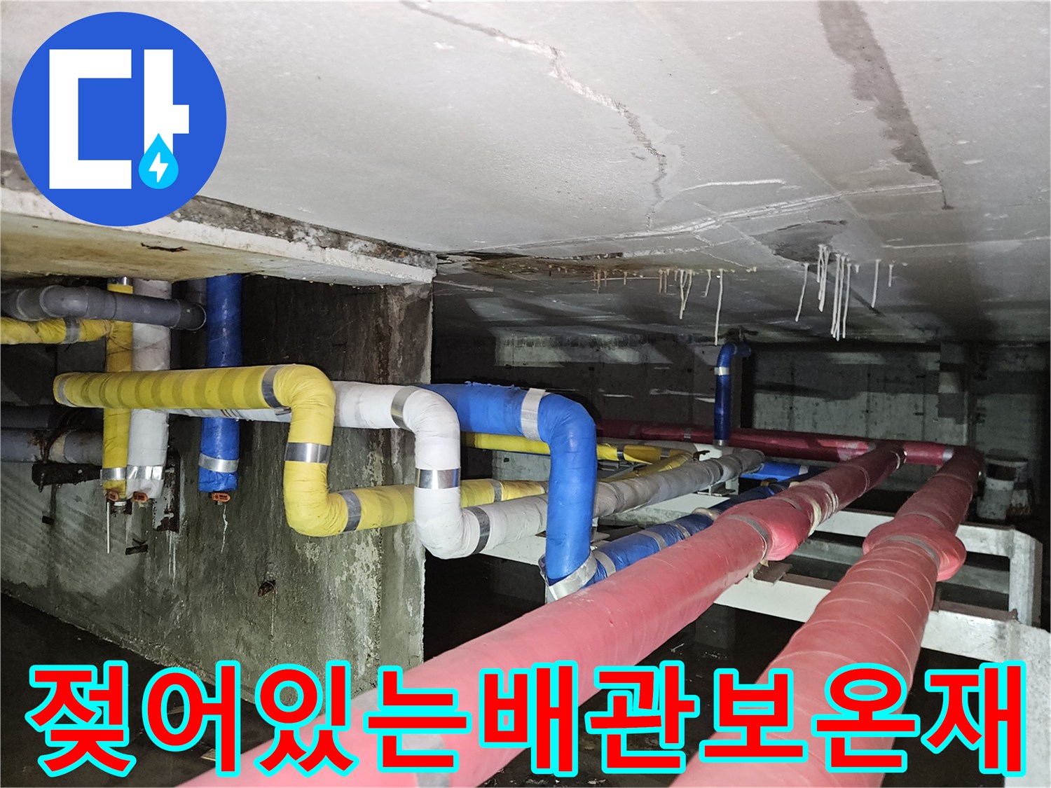 지하-천장-내부-배관-보온재-침수-및-습기-상태