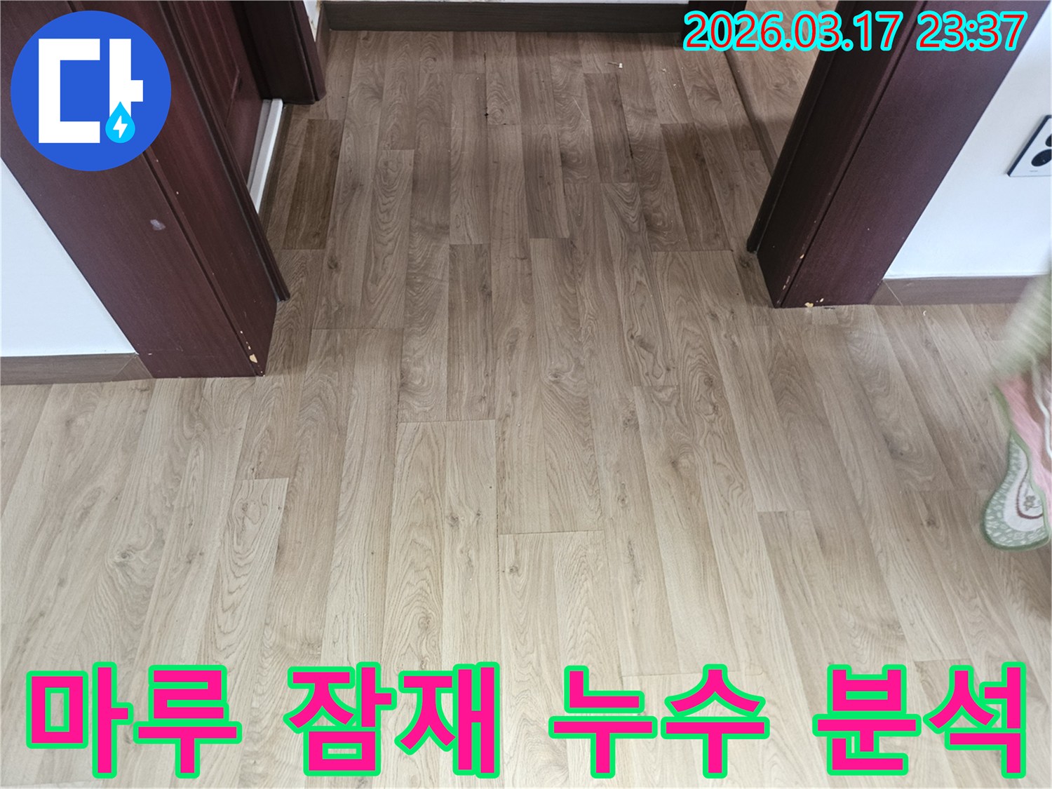 누수 발생 전-바닥 마루의 잠재적인 위험 요소를-분석하기 위한-초기 점검 사진입니다.
