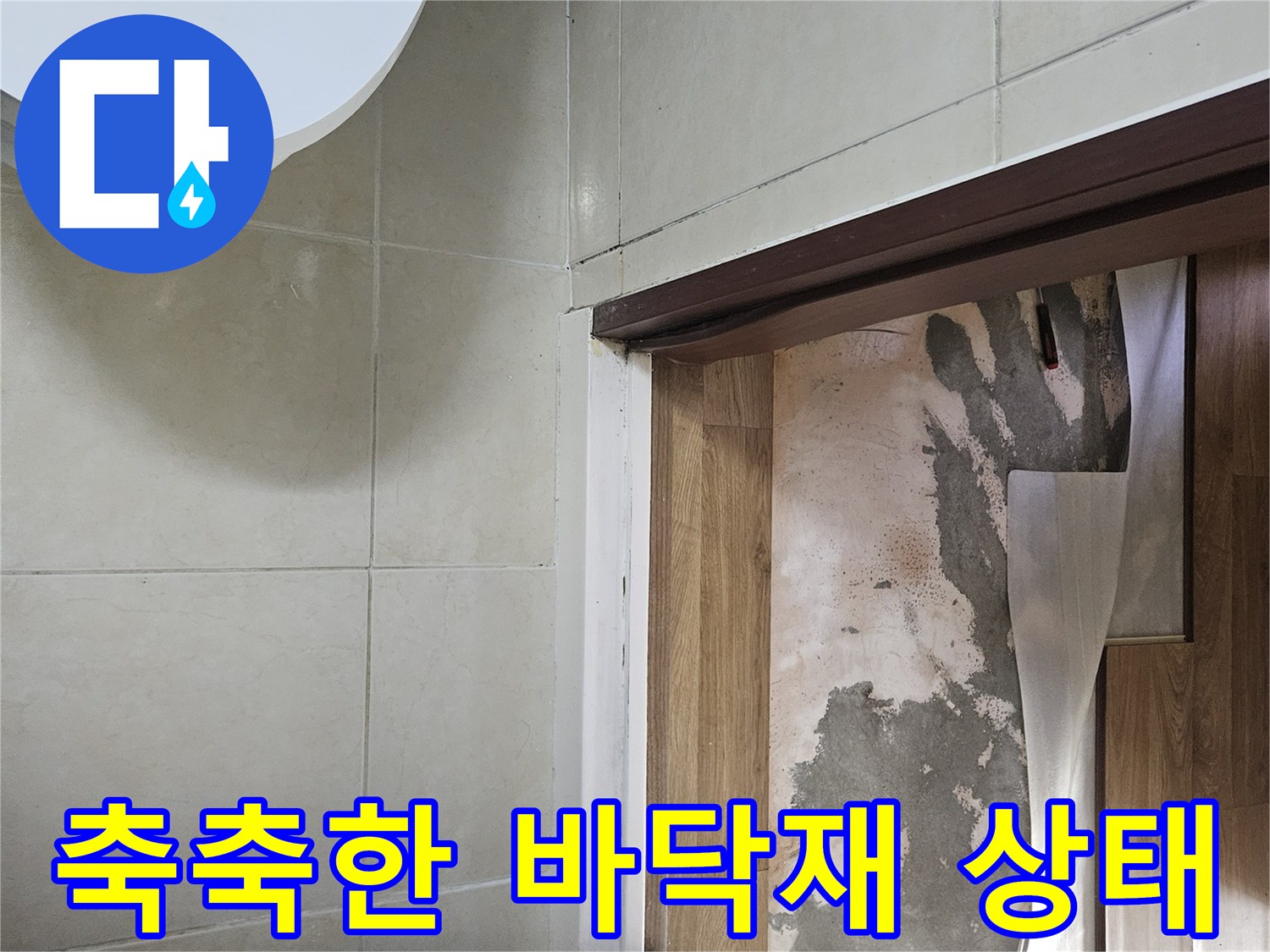 물기가 스며든 마루의 얼룩진 모습