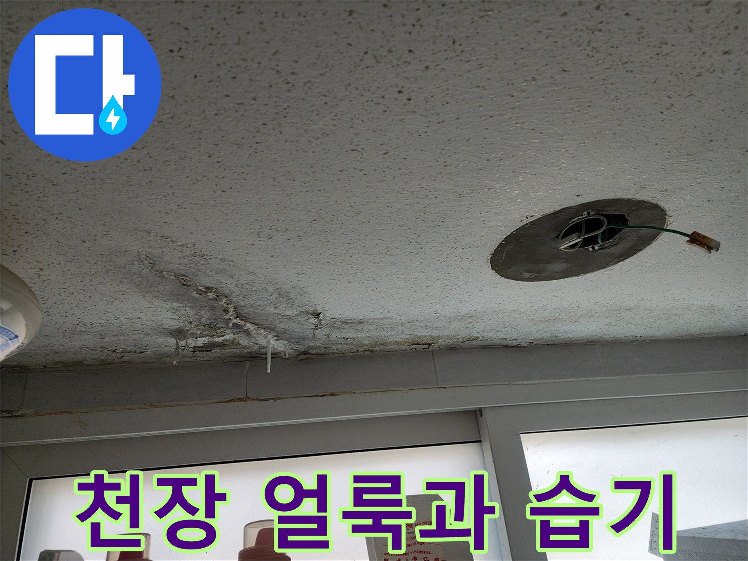 필로티 구조-천장 마감재의 누수 흔적 및 오염 상태